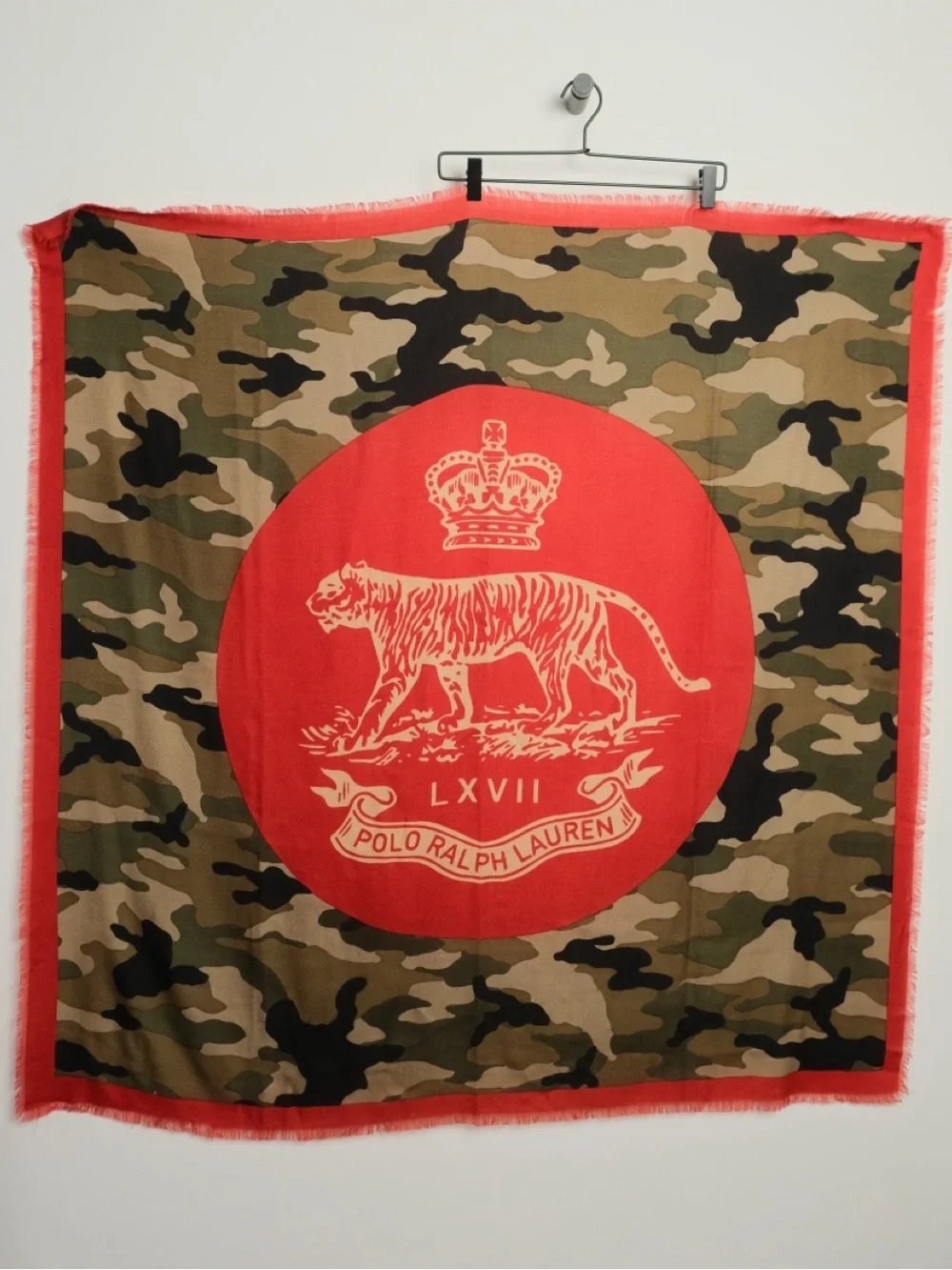 Polo Ralph Lauren Tiger Crest Camo Cashmere Blend Scarf 45 x 45 Rare